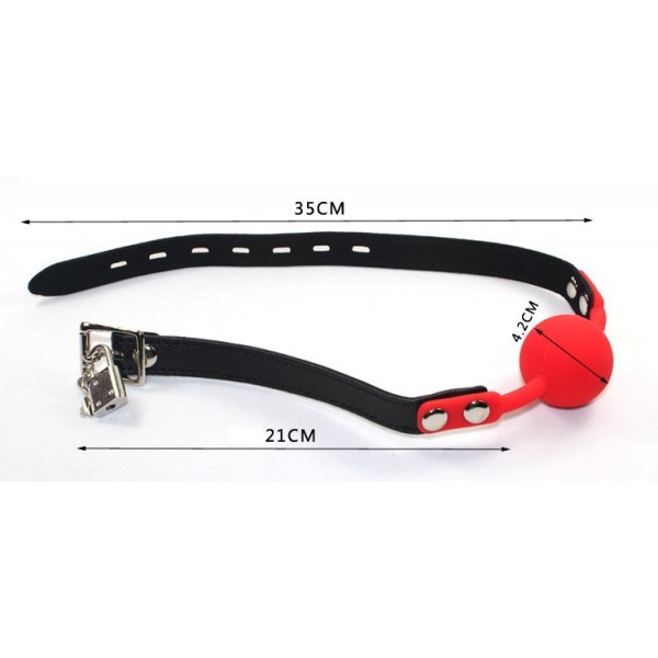 Кляп шар красный с черным ремешком (1)