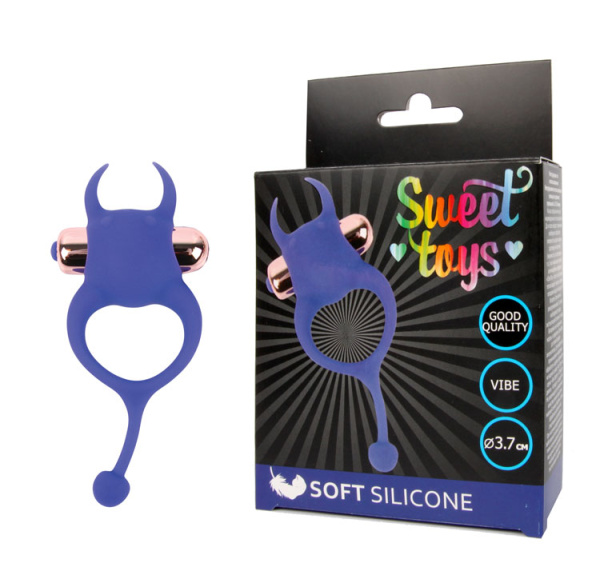 Эрекционное кольцо с вибрацией цвет синий